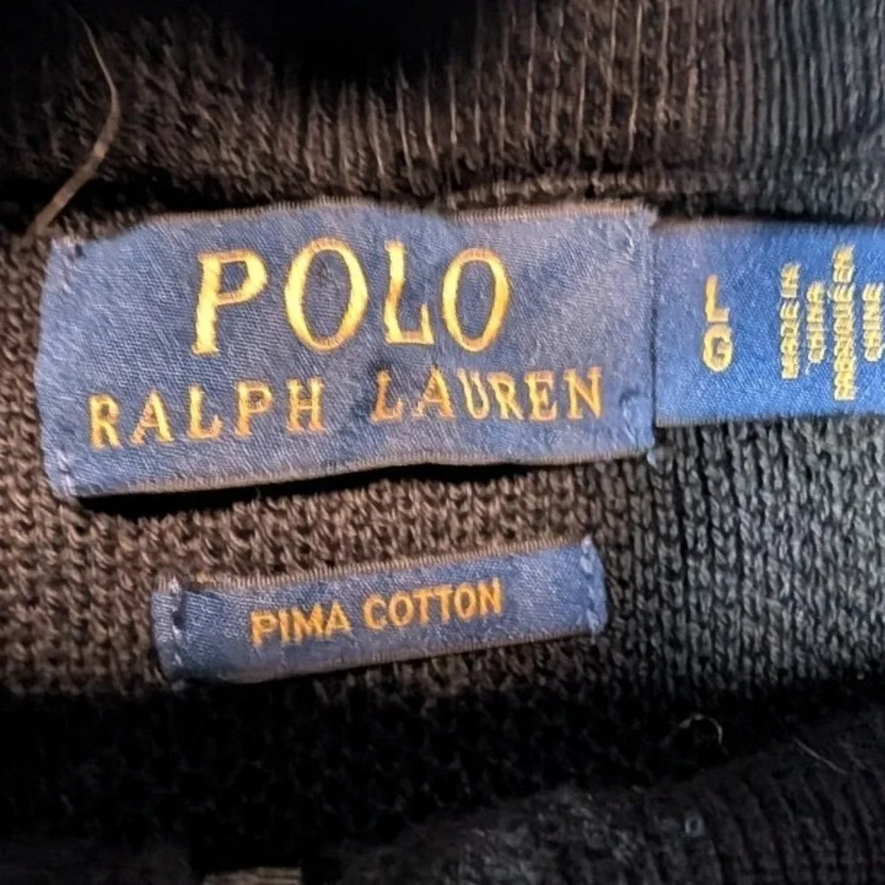 Polo Ralph Lauren Quarter Zip Sweater Mens Large Black Pima Cotton Pullover